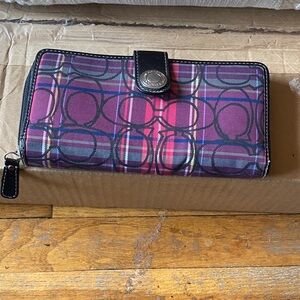 Coach Black Leather Wallet with Snap Closure